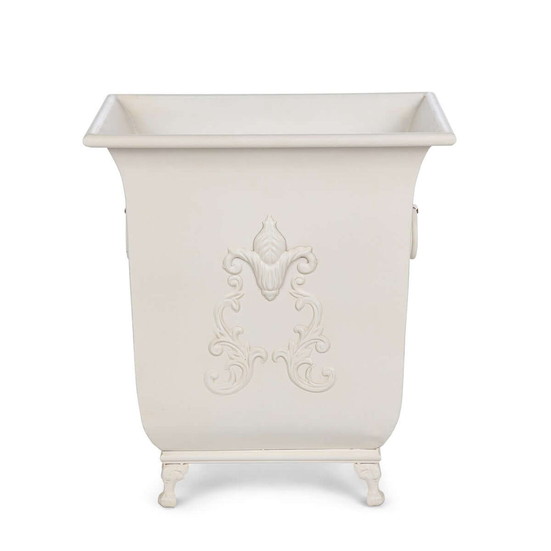 Grand Scroll Planter, Antiqued White
