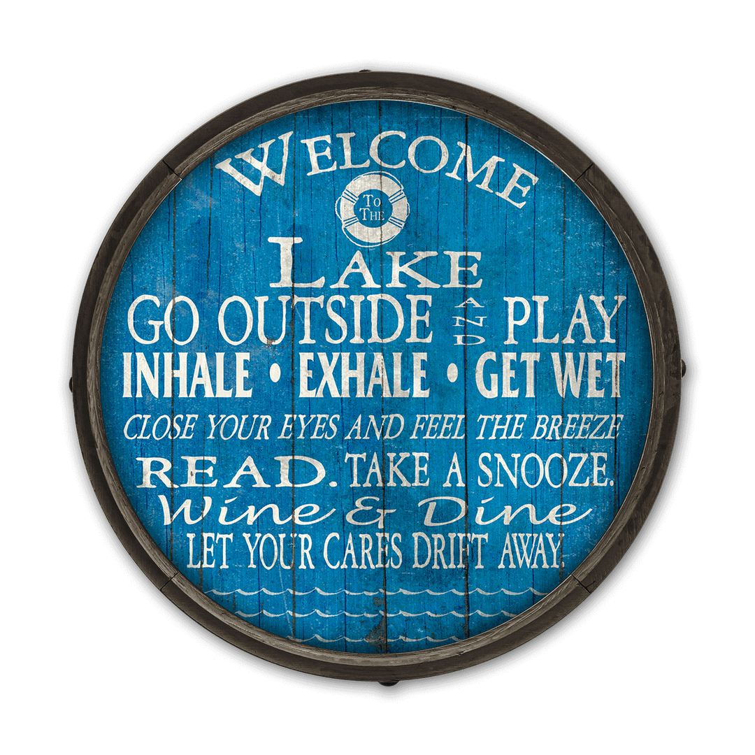 Decorative "welcome to the lake" wall sign 