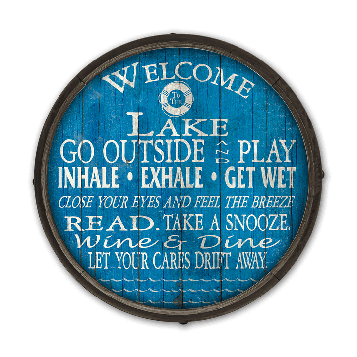 Decorative "welcome to the lake" wall sign 