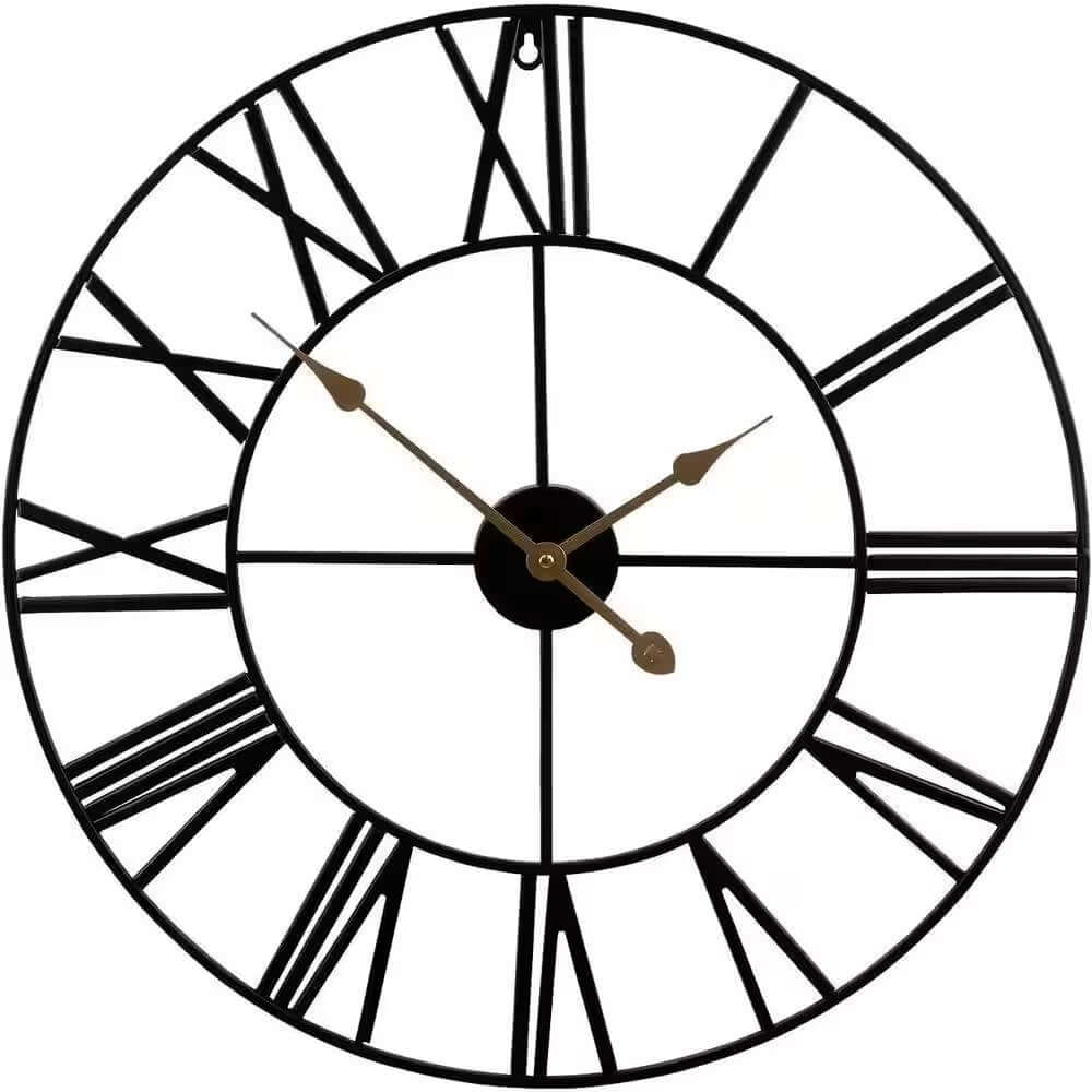 Round Metal Roman Numeral Wall Clock