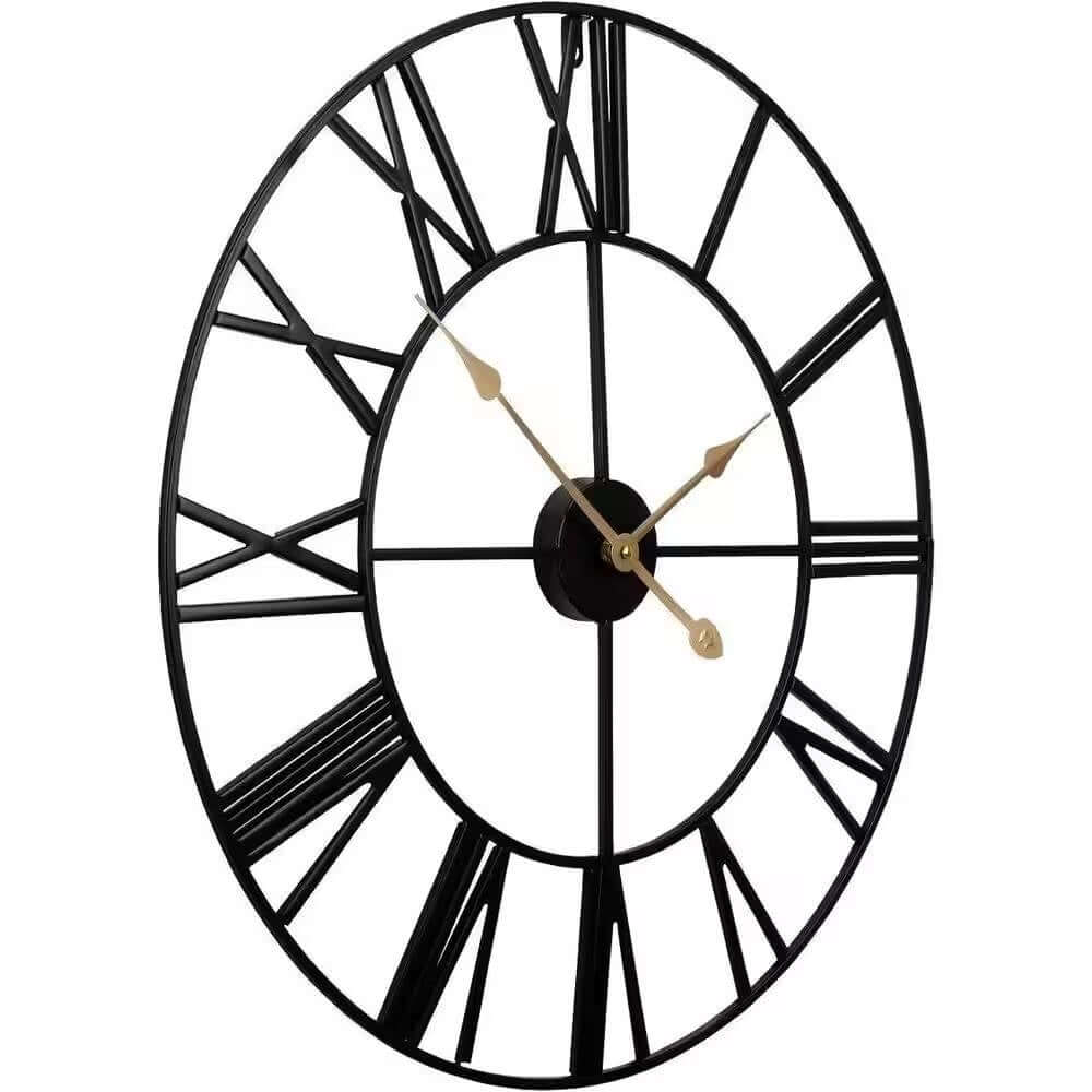 Round Metal Roman Numeral Wall Clock