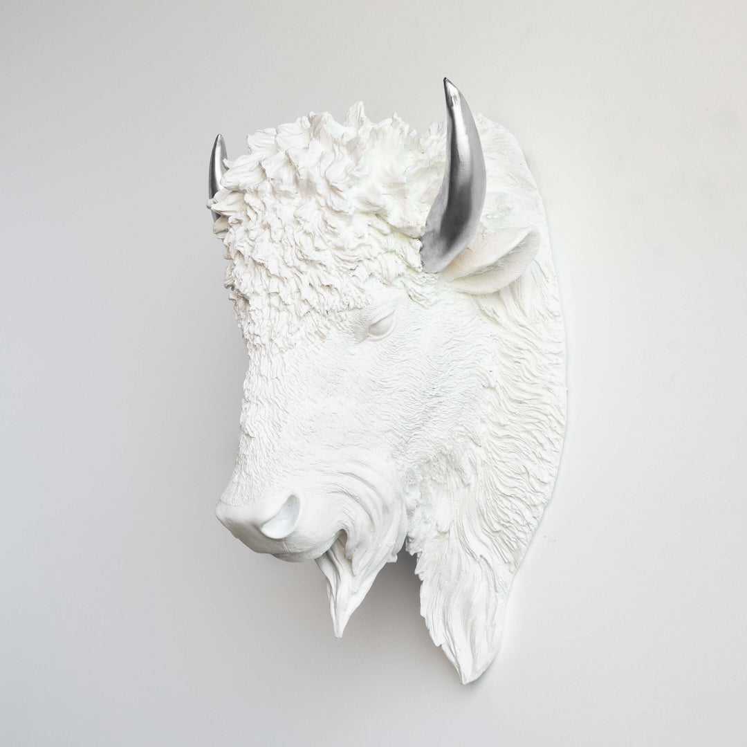 Handcrafted Faux Bison Head Wall Art
