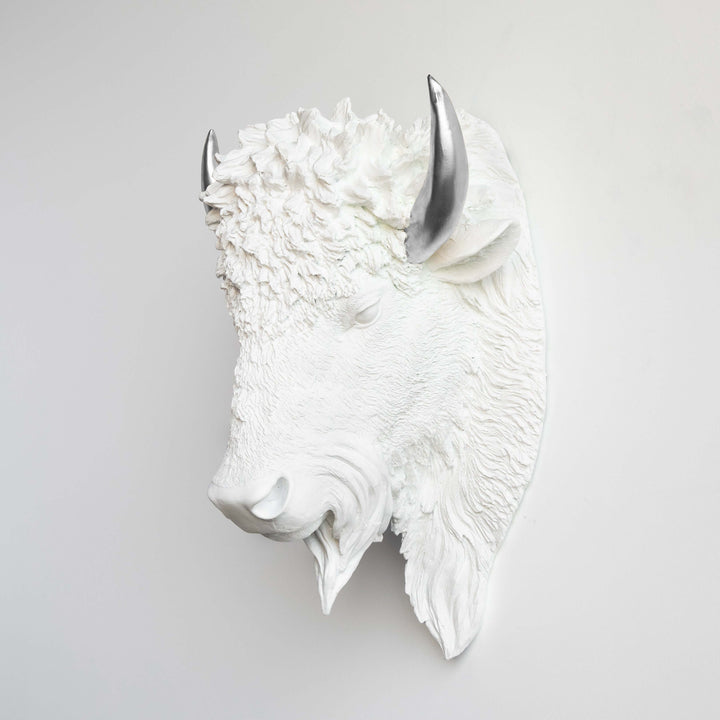 Handcrafted Faux Bison Head Wall Art