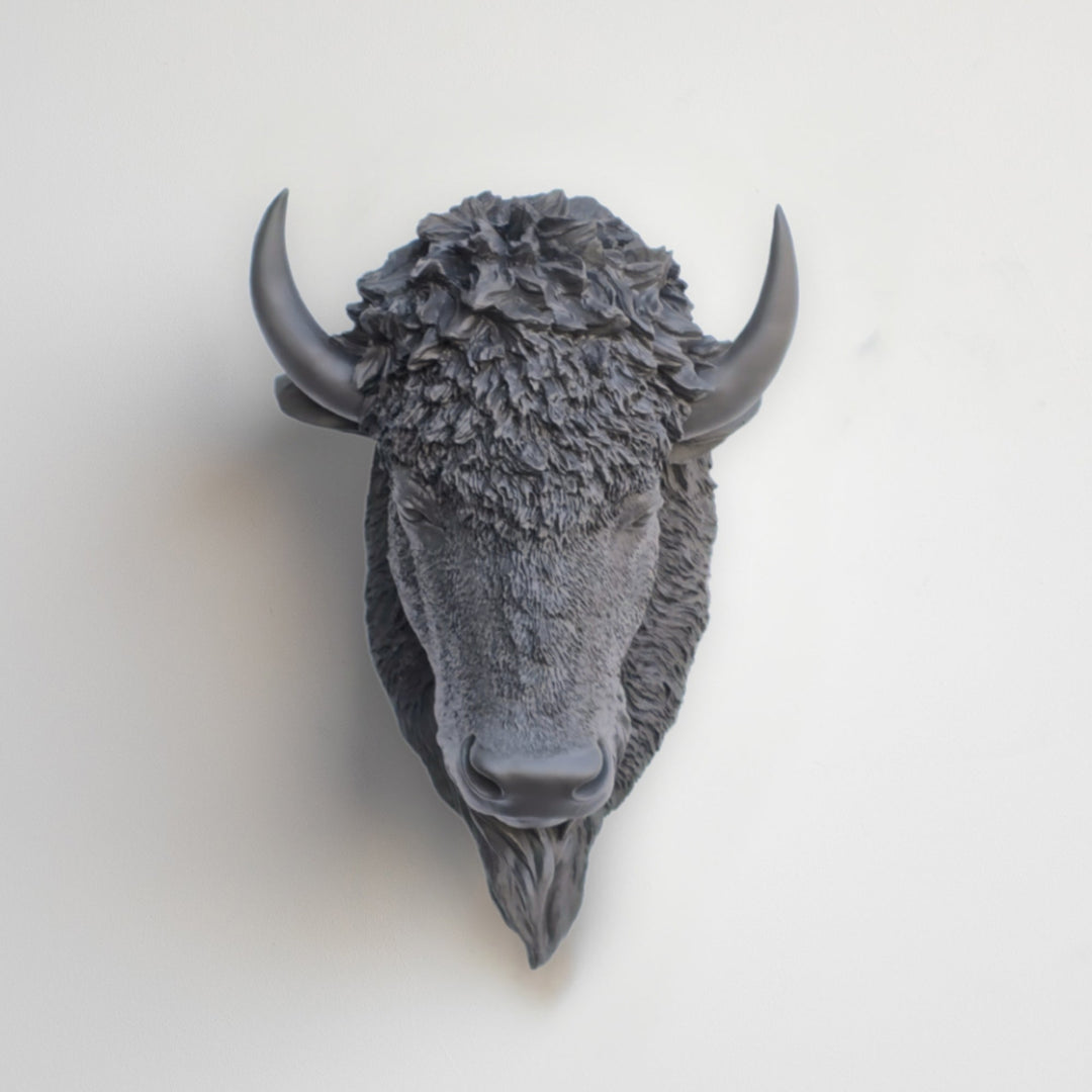 Handcrafted Faux Bison Head Wall Art