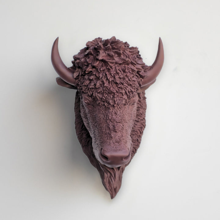 Handcrafted Faux Bison Head Wall Art