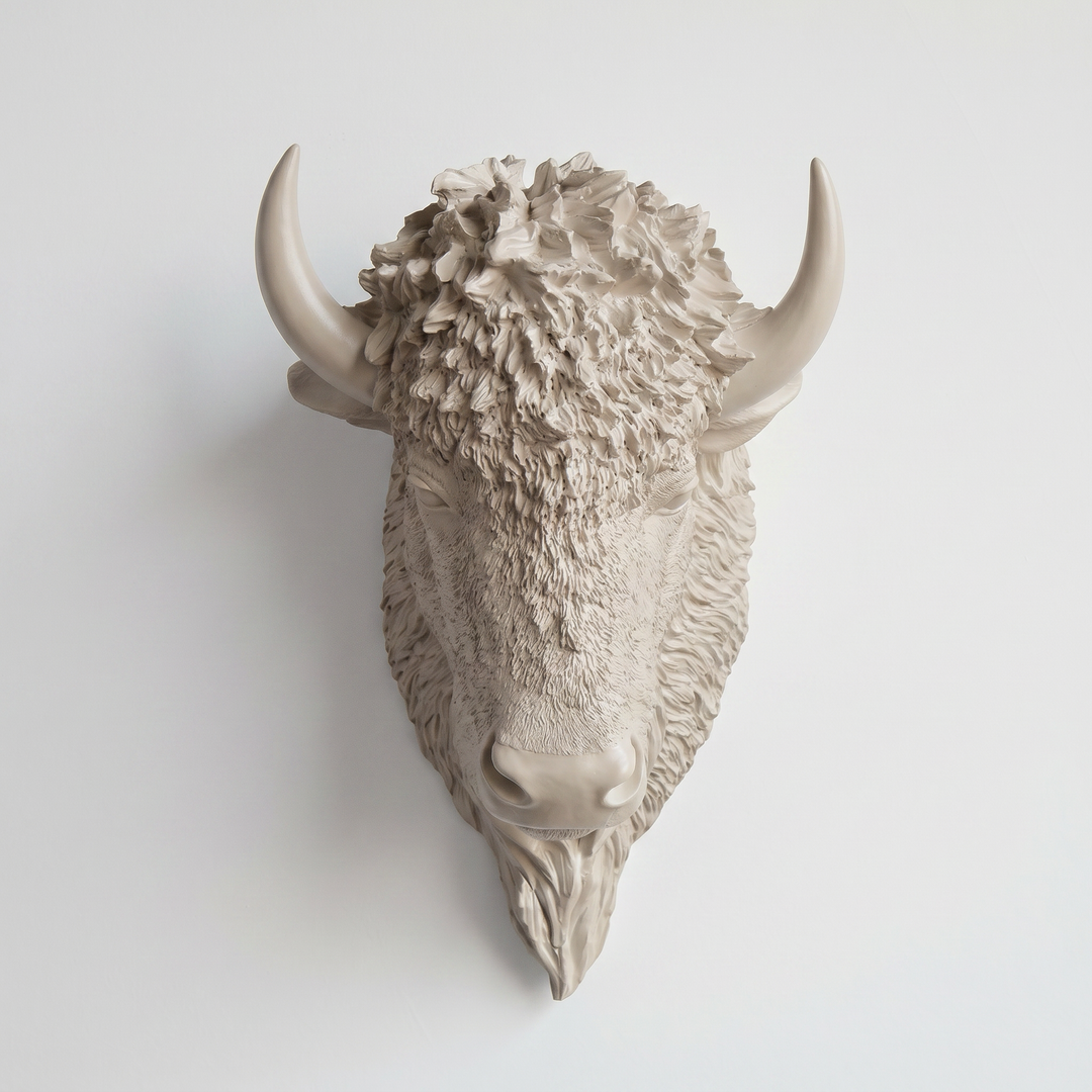 Handcrafted Faux Bison Head Wall Art
