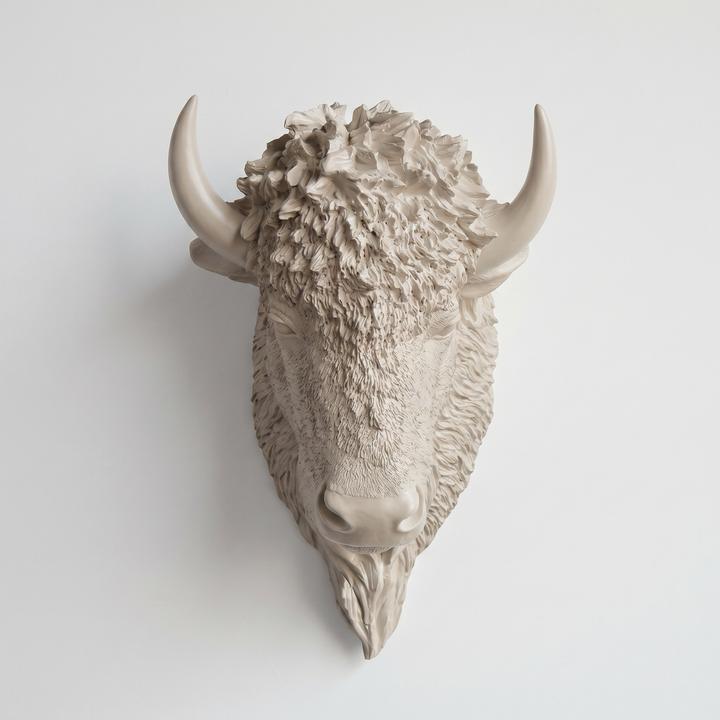 Handcrafted Faux Bison Head Wall Art