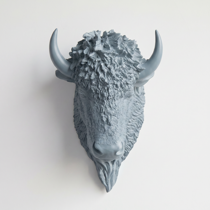 Handcrafted Faux Bison Head Wall Art