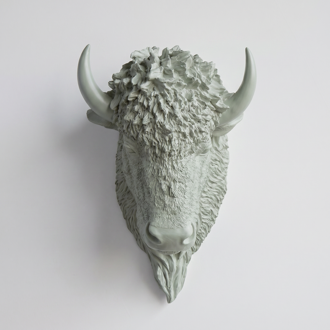 Handcrafted Faux Bison Head Wall Art