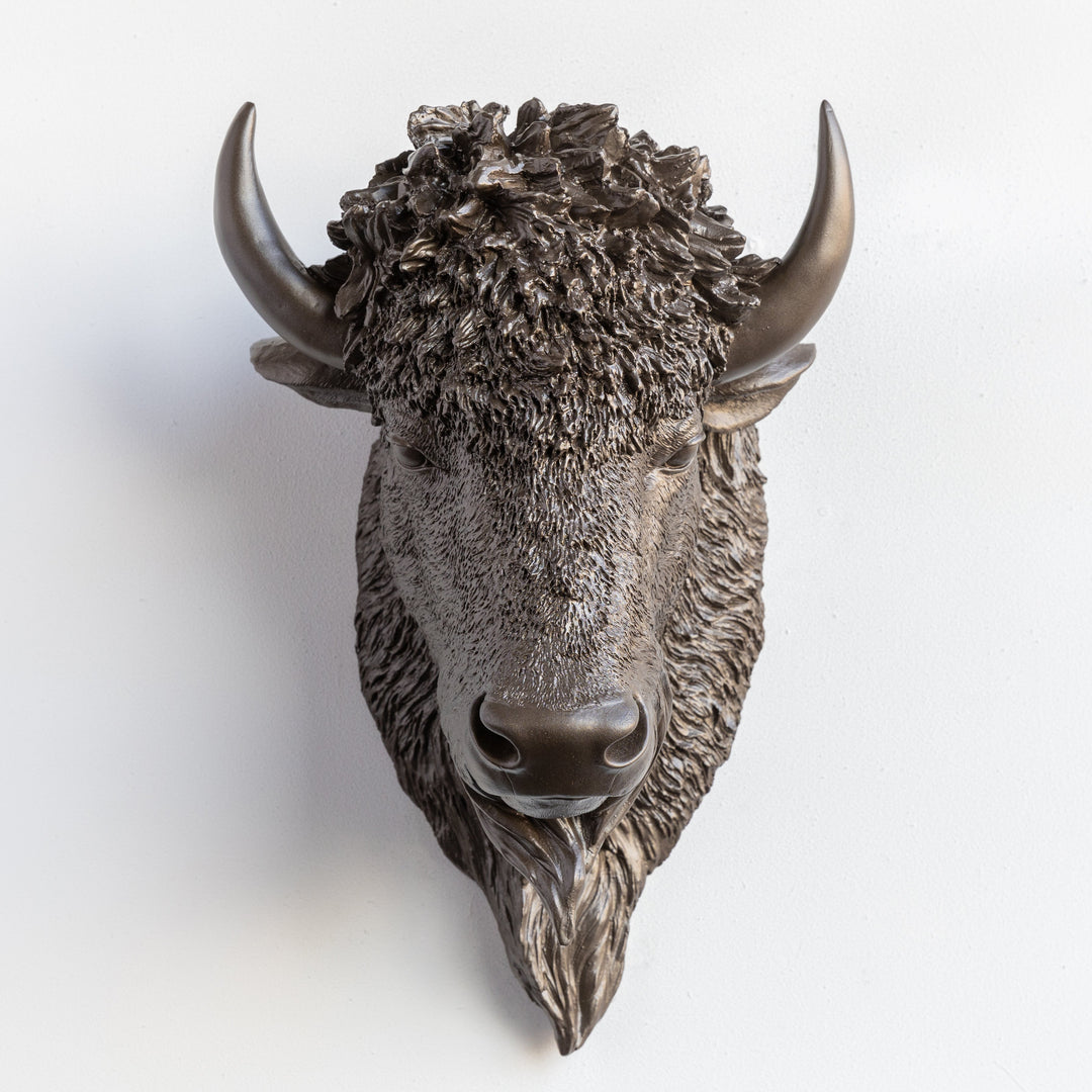 Handcrafted Faux Bison Head Wall Art