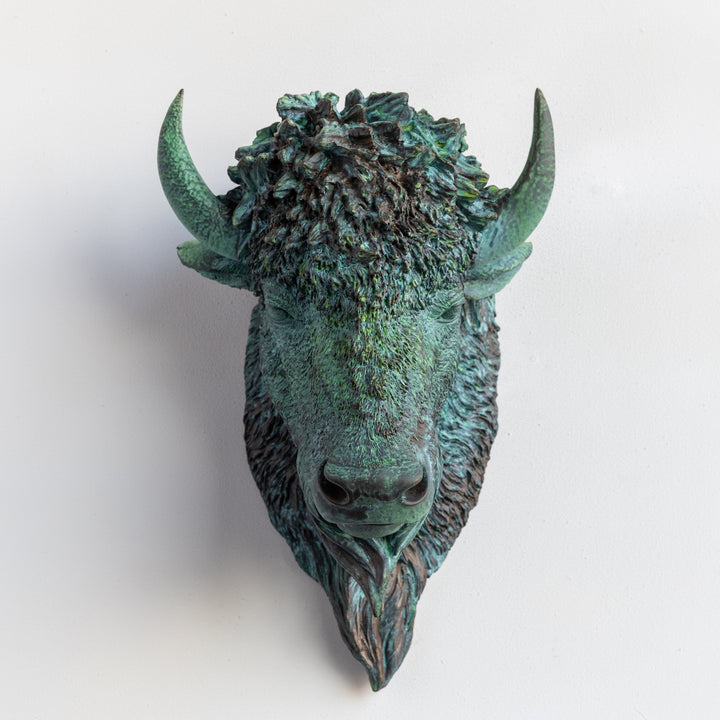 Handcrafted Faux Bison Head Wall Art