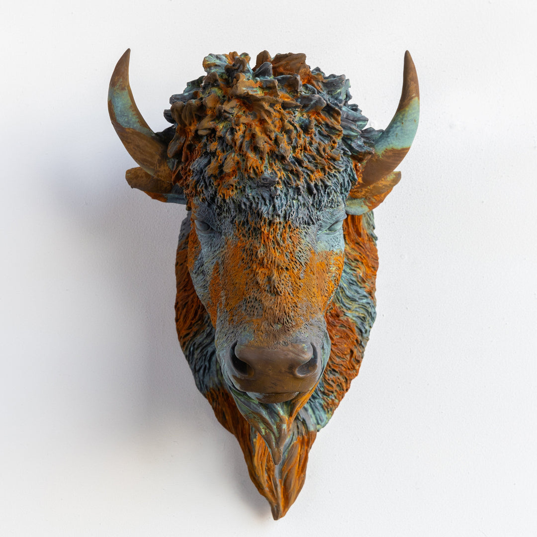 Handcrafted Faux Bison Head Wall Art
