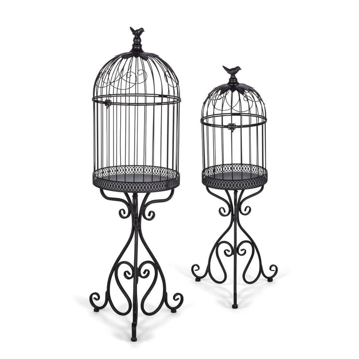 Scrollwork Birdcage Planters, Set of 2, Black