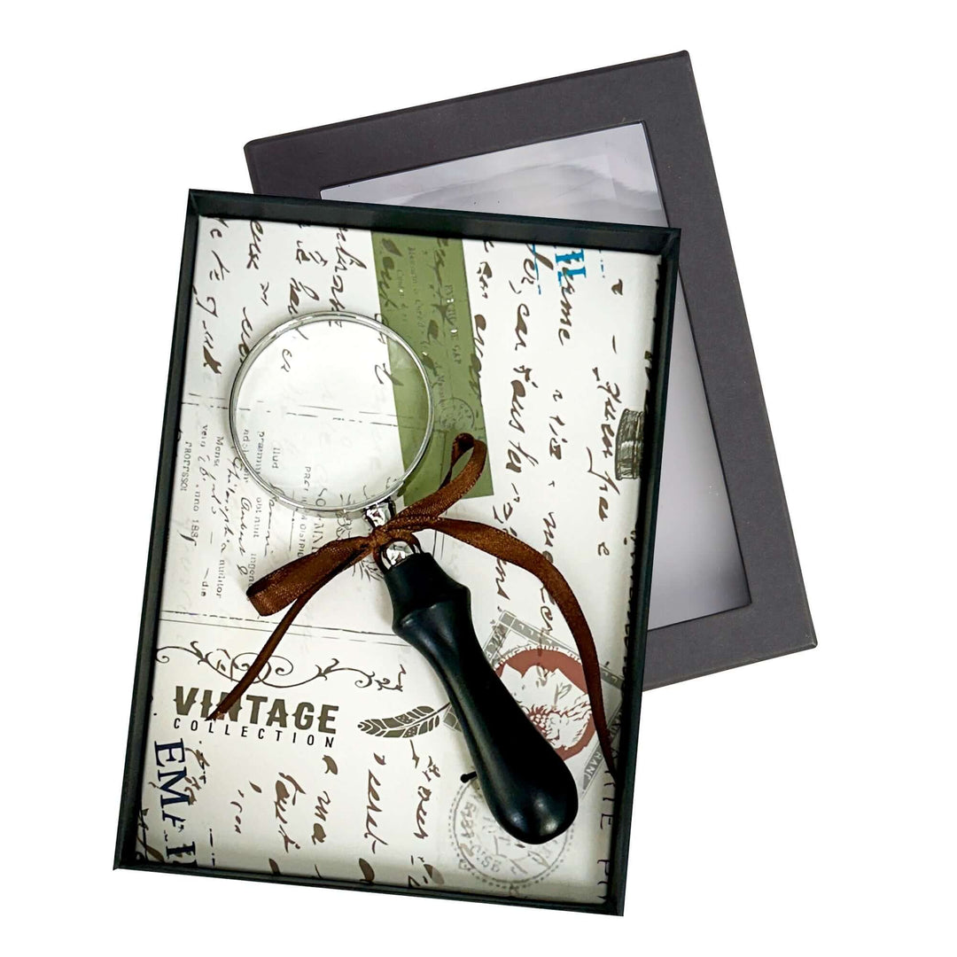 Vintage Handheld Magnifier with Wood Handle