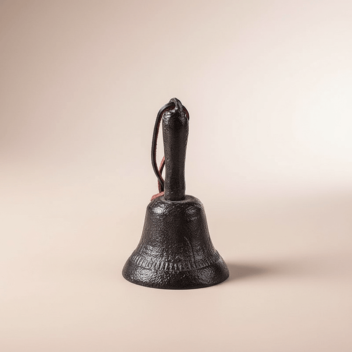 Black bell with handle on a beige background