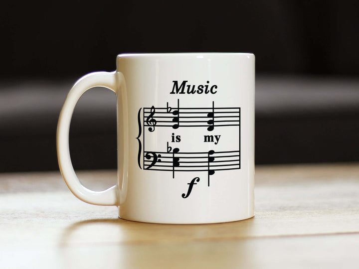 Music Is My Forte Coffee Mug - Funny Musician Gifts and Musical Accessories