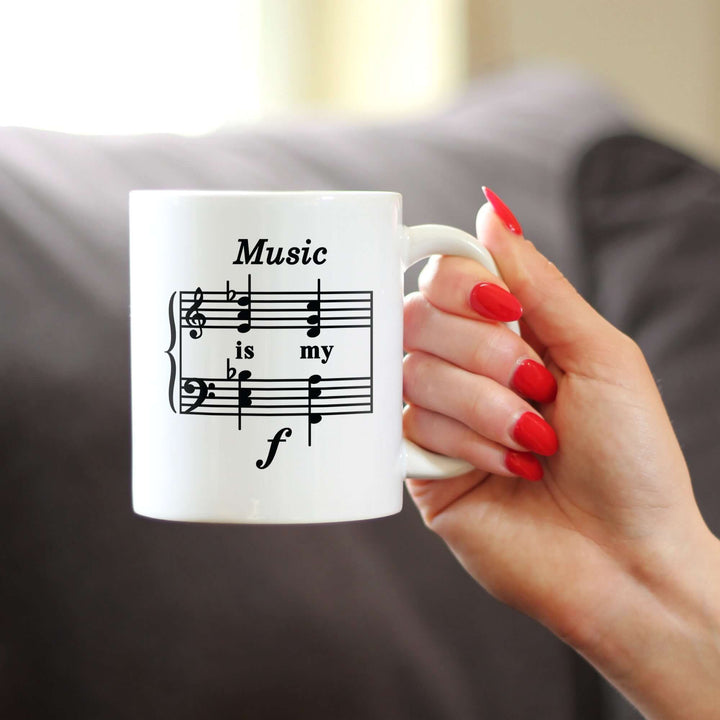 Music Is My Forte Coffee Mug - Funny Musician Gifts and Musical Accessories
