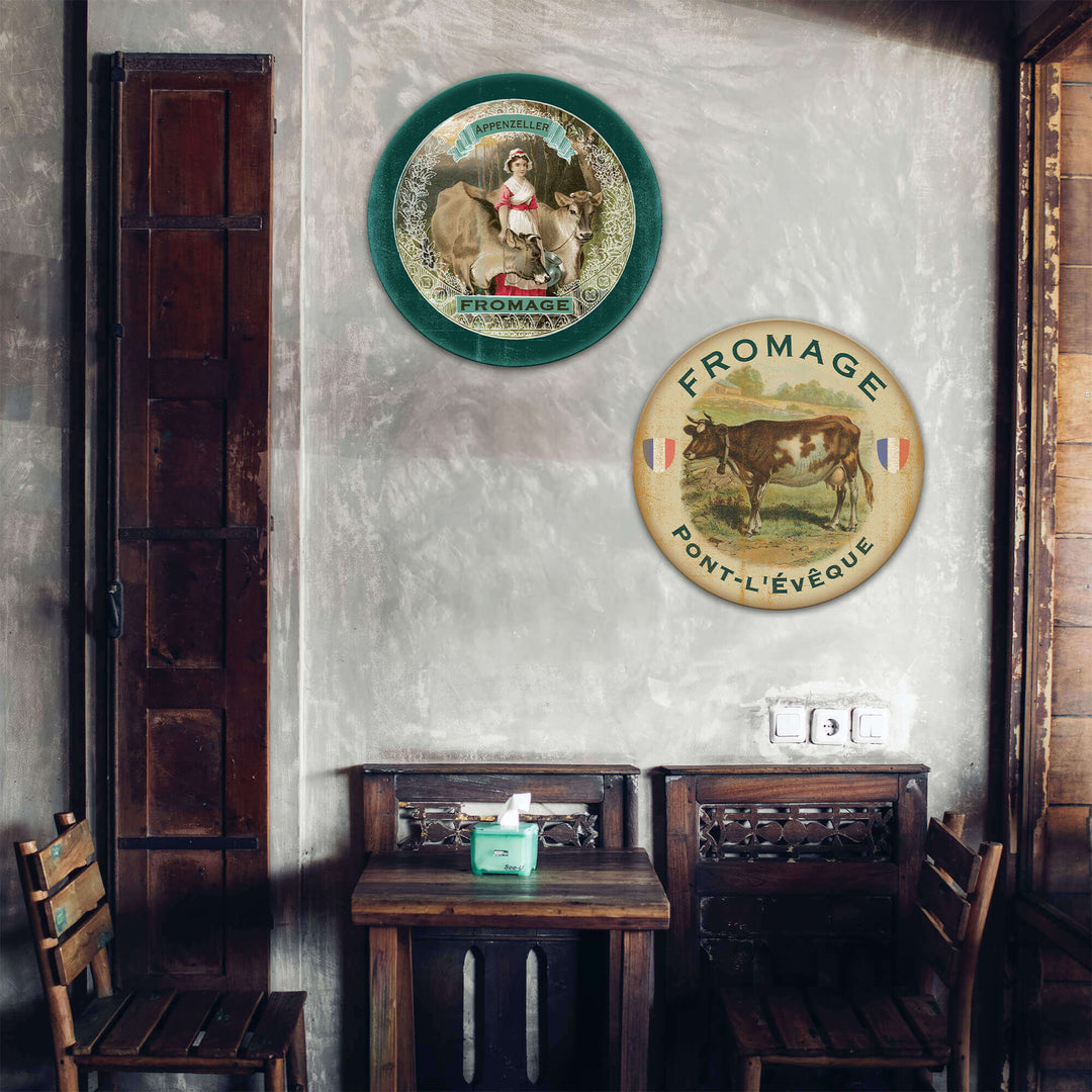 Fromage Pont-l’Évêque French Country Wall Art in rustic dining setting