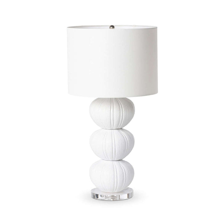White table lamp with a coastal design on a white background