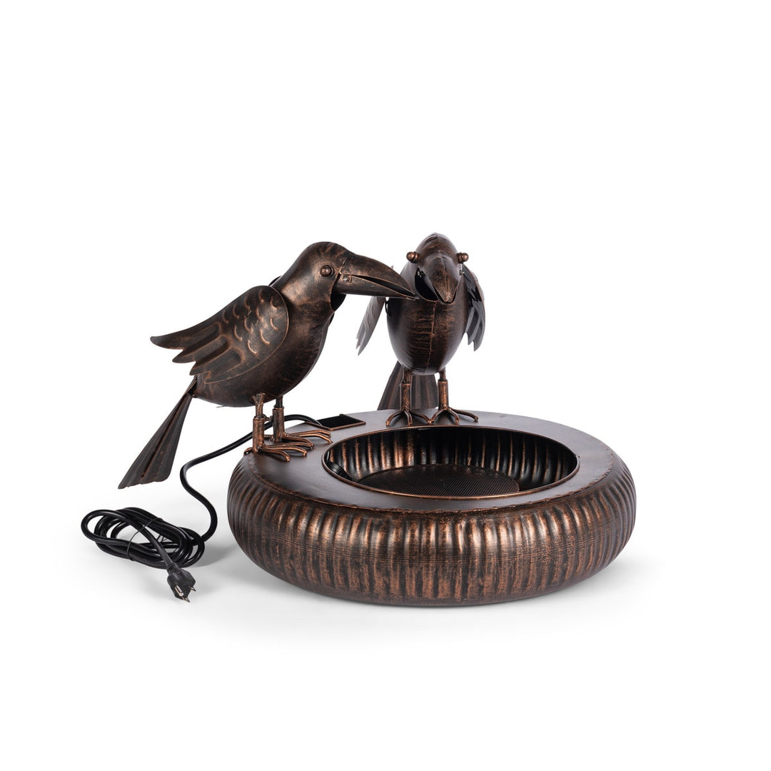 Folk Art Crows Fountain, Black Bronze