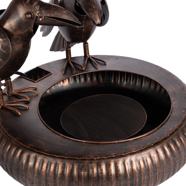 Folk Art Crows Fountain, Black Bronze