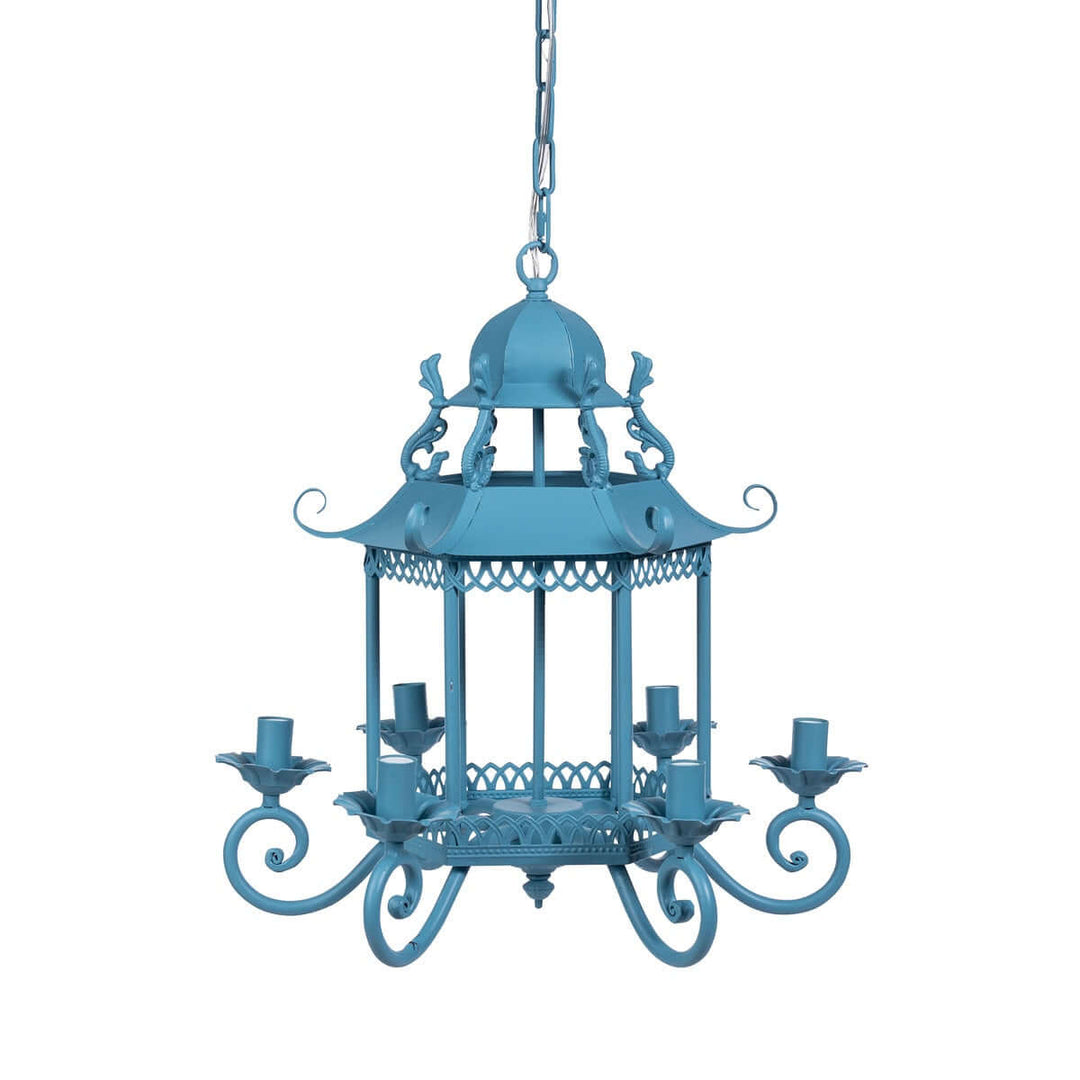 Vintage Pagoda Chandelier – Blue Lotus Lantern Pendant Light