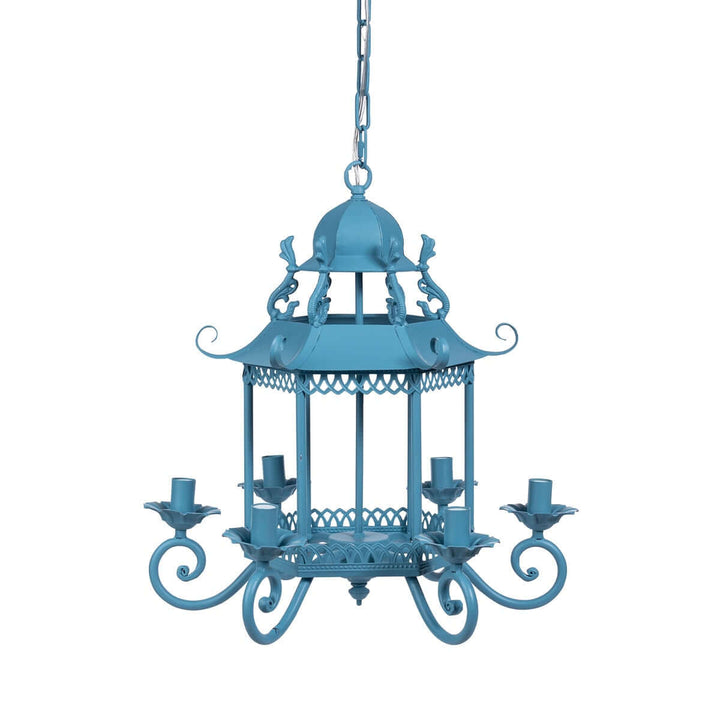 Vintage Pagoda Chandelier – Blue Lotus Lantern Pendant Light