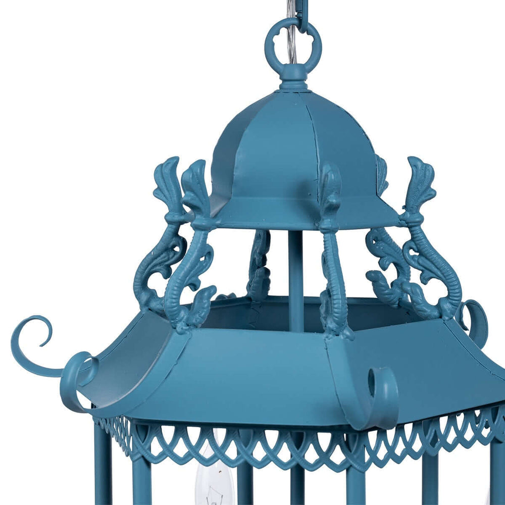 Vintage Pagoda Chandelier – Blue Lotus Lantern Pendant Light