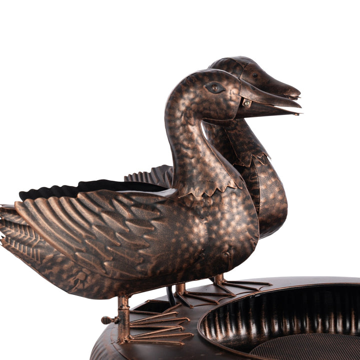 Folk Art Duck Fountain, Black Bronze