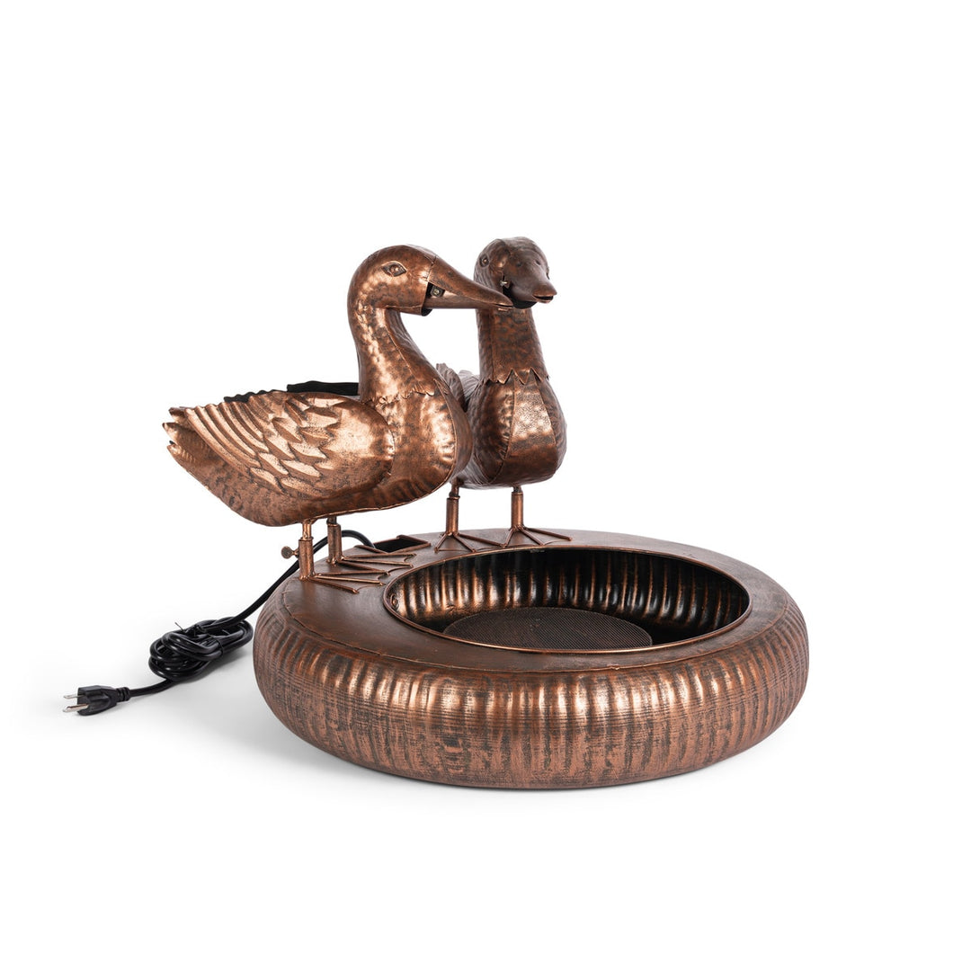 Folk Art Duck Fountain, Antiqued Copper