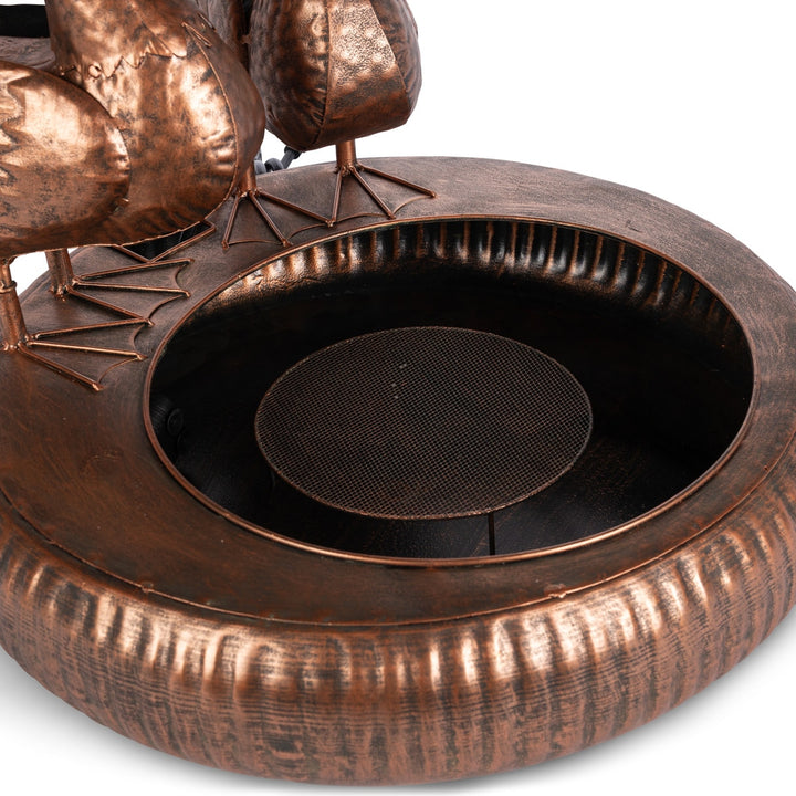 Folk Art Duck Fountain, Antiqued Copper
