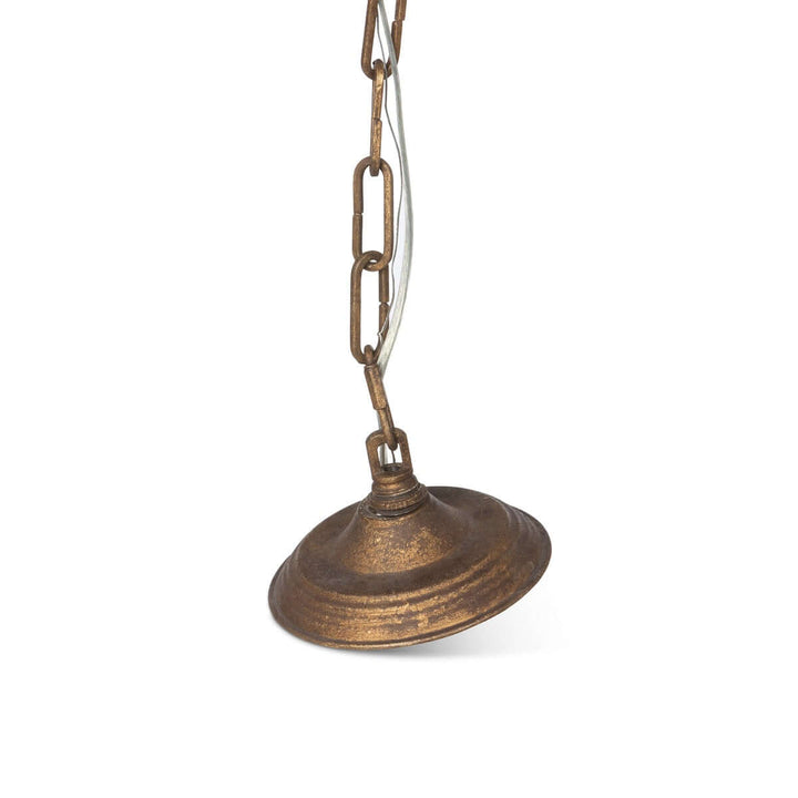Bronze pendant light with chain on a white background
