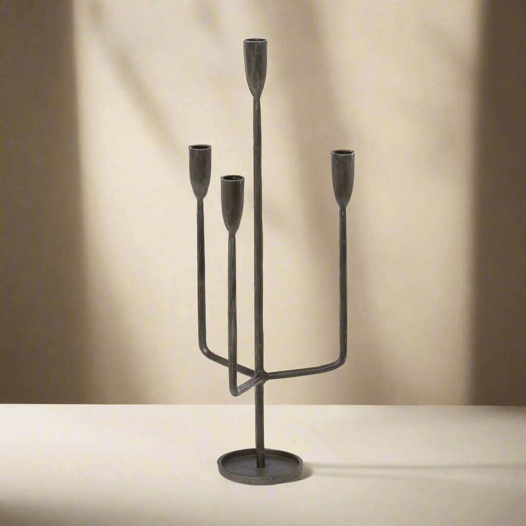 Tall Rustic Iron Candelabra