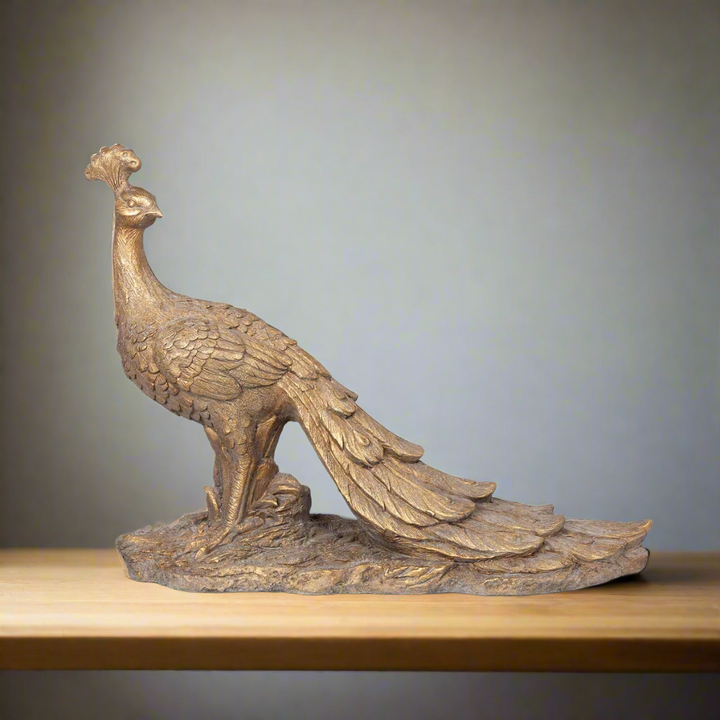 Vintage Gilded Peacock Statue