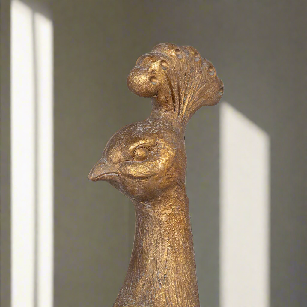 Vintage Gilded Peacock Statue