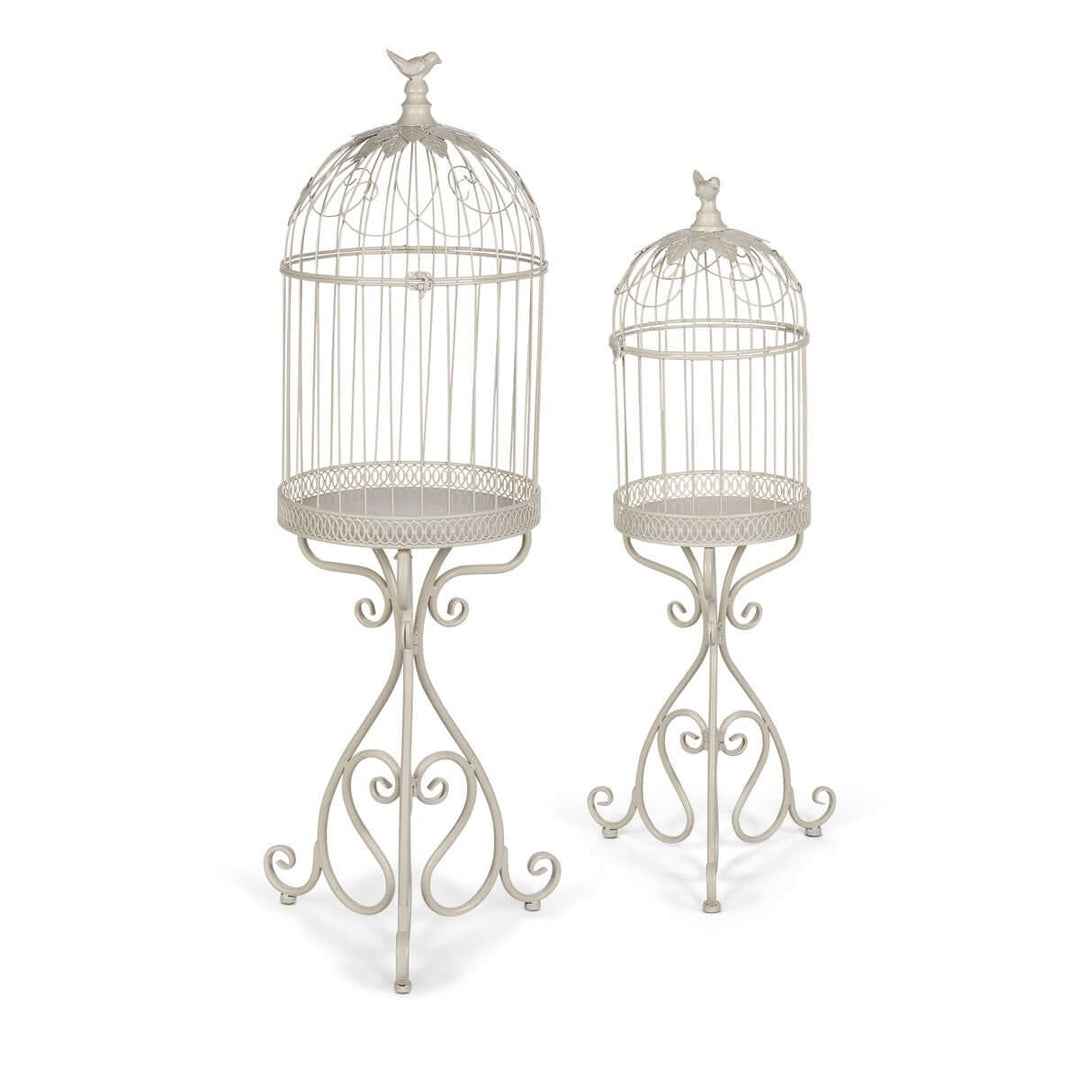 Scrollwork Birdcage Planters, Set of 2, Soft White