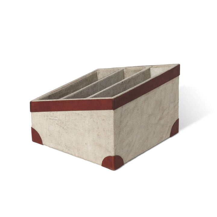 Antique Canvas Letter Holder with Leather Trim