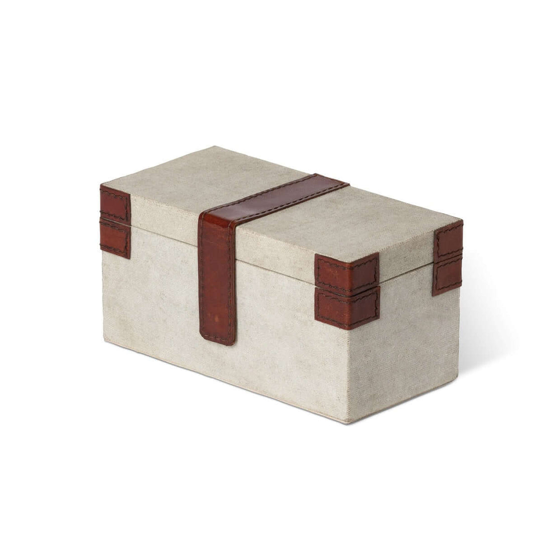 Antique Canvas Keepsake Box with Leather Accents