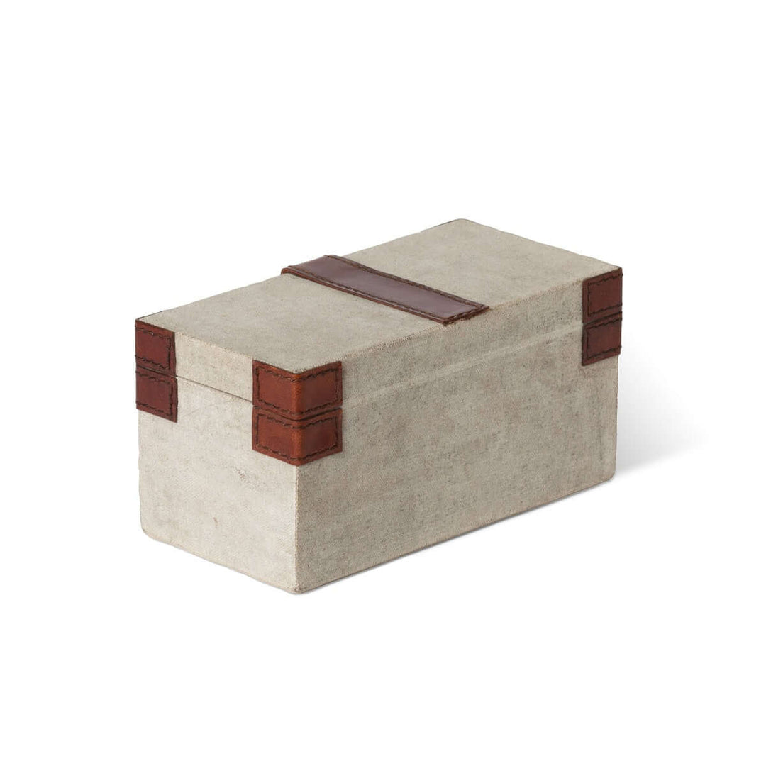 Antique Canvas Keepsake Box with Leather Accents