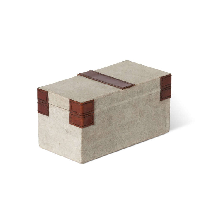 Antique Canvas Keepsake Box with Leather Accents