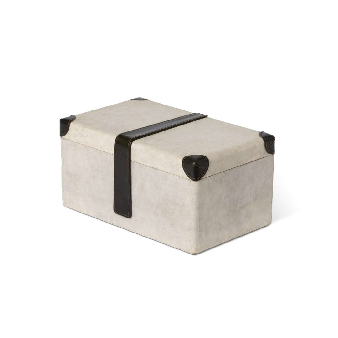 Antique Canvas Storage Box with Leather Trim
