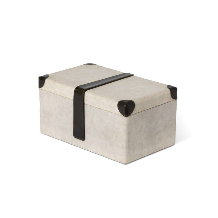 Antique Canvas Storage Box with Leather Trim