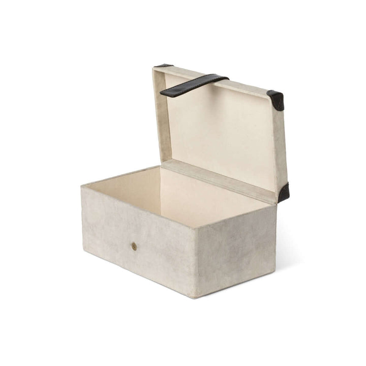 Antique Canvas Storage Box with Leather Trim