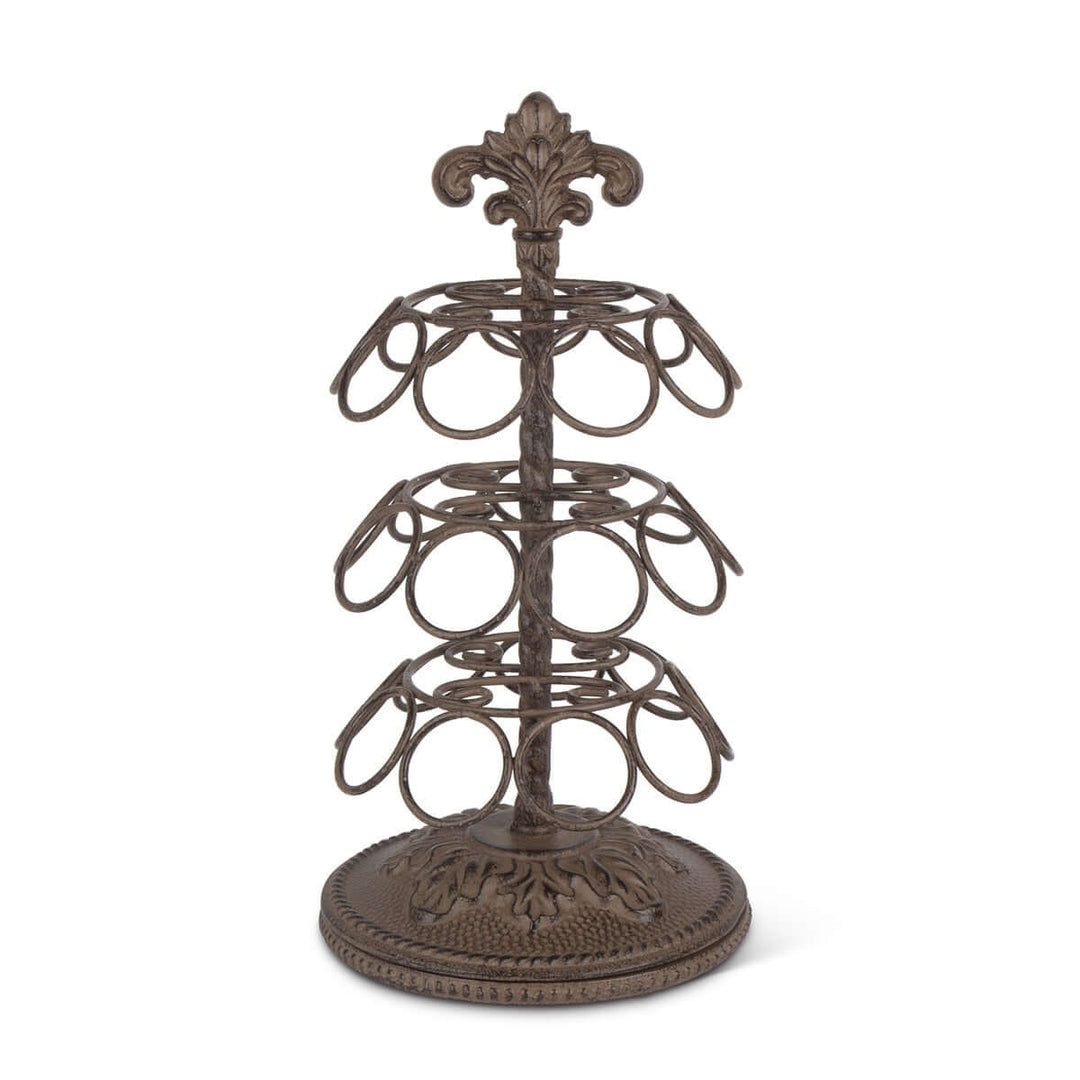 Vintage Acanthus Coffee Pod Carousel Organizer with classic European design, acanthus leaf motif, and antique bronze finish.