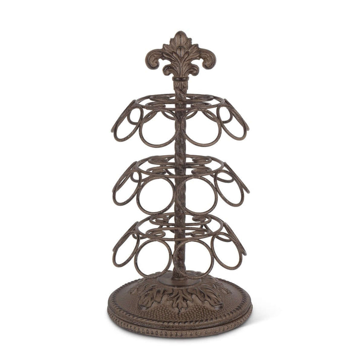 Vintage Acanthus Coffee Pod Carousel Organizer with classic European design, acanthus leaf motif, and antique bronze finish.
