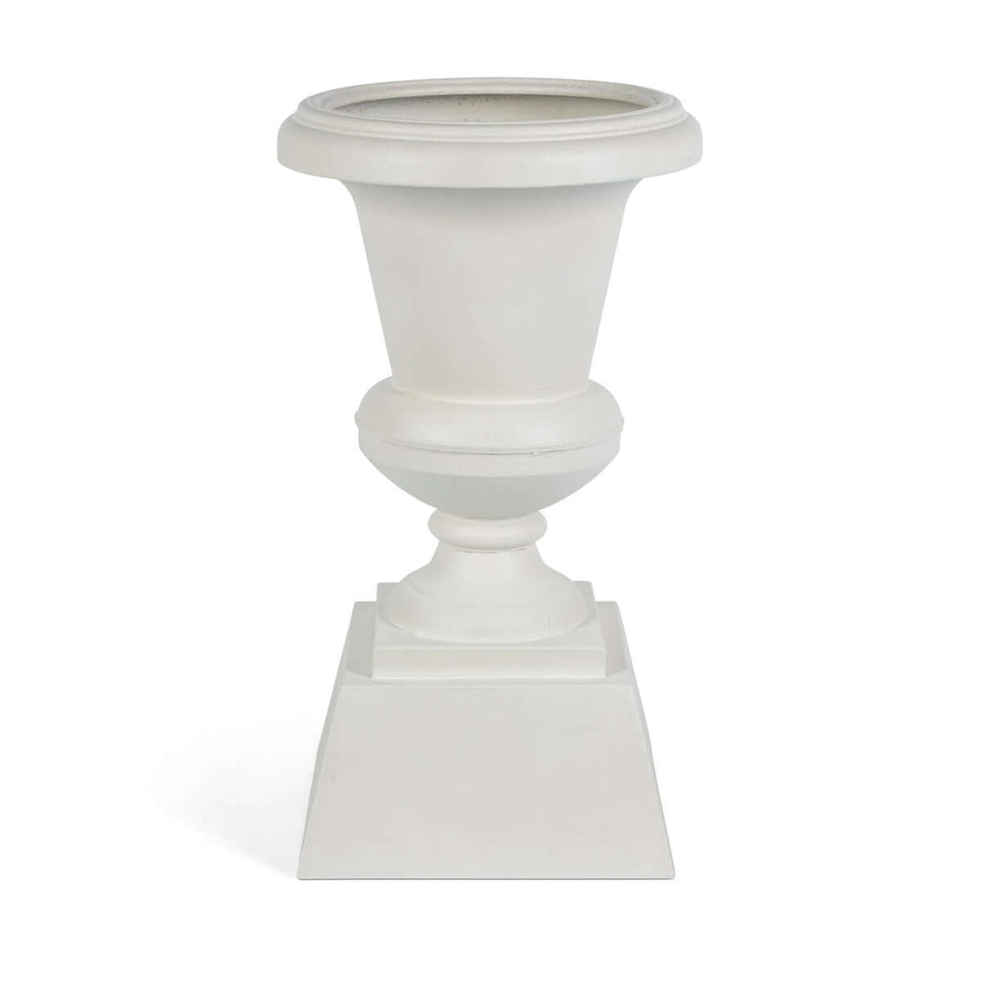 Aged Metal Entry Urn, Soft White