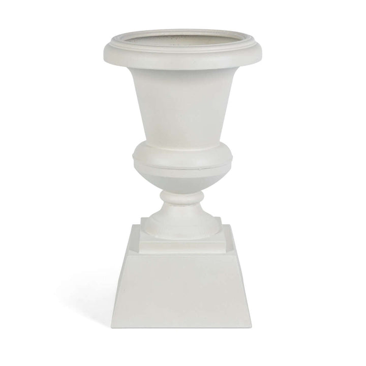 Aged Metal Entry Urn, Soft White