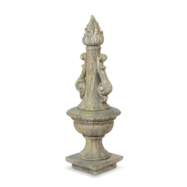 Antique Grecian Garden Torch Statue with weathered texture and hand-painted finish, inspired by ancient Mediterranean design.
