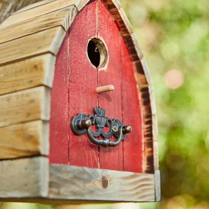 Vintage Farmhouse Red Wooden Birdhouse