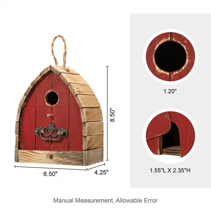 Vintage Farmhouse Red Wooden Birdhouse